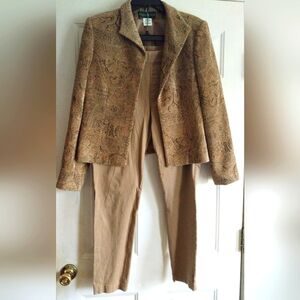 Tan Paisley Blazer and Pants Set